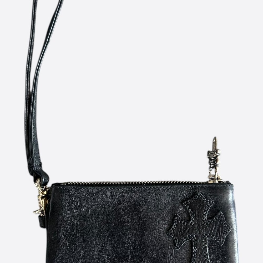 Chrome Hearts Black Cross Patch Loop Wallet
